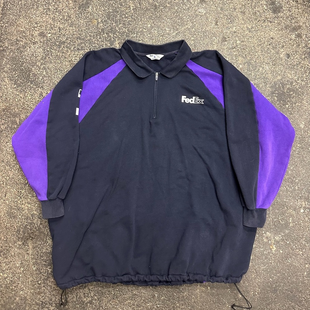 FedEx Stan Herman 1/4 zip sweatshirt black purple